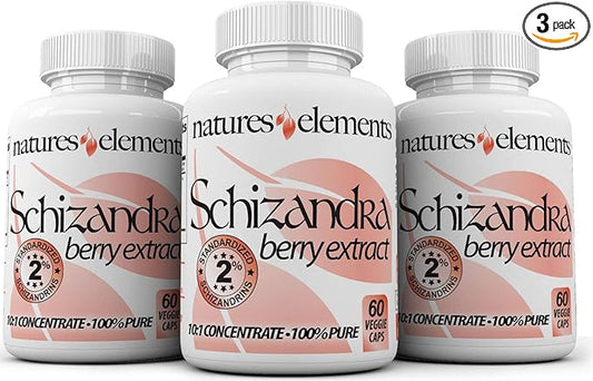 Natures Elements Schizandra Berry Extract – 3 Pack – 10:1 Concentrated Herbal Supplement – 1000mg Per Serving - Veggie Capsules – 60 Count Each – Non-GMO, 100% Pure – 1 Month Supply