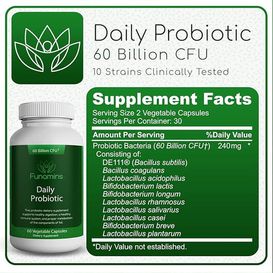 60 Billion CFU Daily Probiotic, Vegan, 10 Strain, 60 Count, Professional Strength, Clinically Studied, Delayed Release Capsules, Shelf Stable