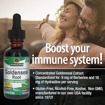 Nature's Answer Goldenseal Root | Herbal Supplement | Supports A Healthy Immune System | Gluten-Free & Alcohol-Free 1oz (2 Pack)