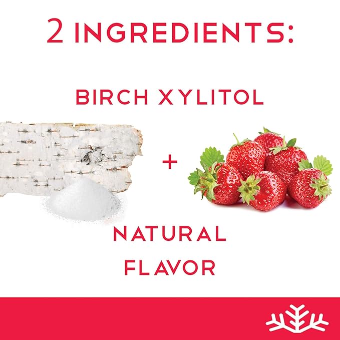 Strawberry KETO Xylitol Candy Chips (3-Pack) - SNØ 1.5oz Tin - Sugar-Free Candy With Only 2 Ingredients | Low Carbs, Diabetic-Friendly, Non-GMO, Vegan, GF & Kosher | Purest candy in the world