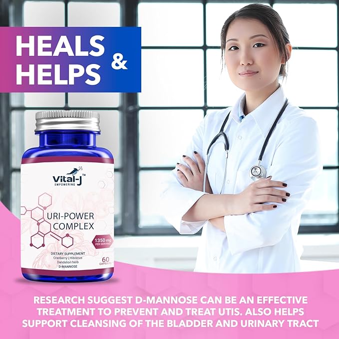 4-IN-1 URI POWER COMPLEX 1350mg - 60 day - D Mannose, Cranberry, Hibiscus, and Dandelion Herb - Naturally Cleanse the Bladder and Urinary Tract – Specialized Approach for UTI Avoidance Pack of 2