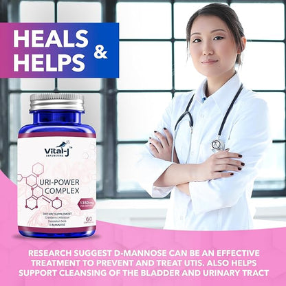 4-IN-1 URI POWER COMPLEX 1350mg - 60 day - D Mannose, Cranberry, Hibiscus, and Dandelion Herb - Naturally Cleanse the Bladder and Urinary Tract – Specialized Approach for UTI Avoidance Pack of 2