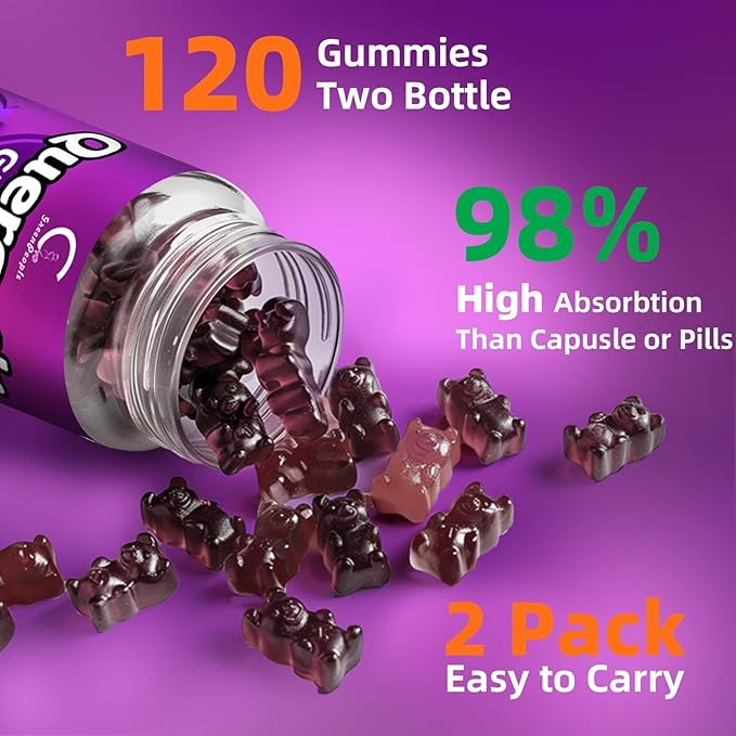 Quercetin Gummies - Quercetin with Bromelain, Vitamin C, Zinc & Elderberry, Extra Strength Immune System Booster, Lung Support Supplement for Adults Kids - 60 Quercetin Gummies (2 Pack)