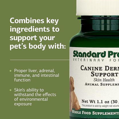 Standard Process Canine Dermal Support - Skin & Adrenal Gland Support Supplement - Comprehensive Skin Health Support Supplement for Dogs - Daily Immune & Liver Support Powder - 30 g