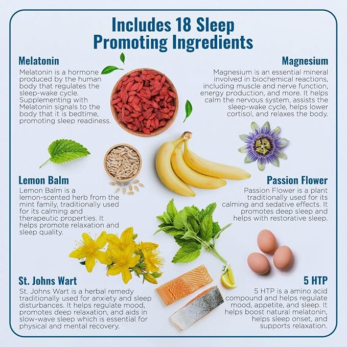 All in One Sleep Aid for Adults | Complete Sleep Support & Non-Habit Forming | Max Strength w/Melatonin, Magnesium, Lemon Balm & 15 Sleep-Promoting Ingredients – 3rd Party Tested | 60 Caps