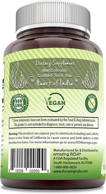 Amazing India Natural Shatavari Supplement | 500 Mg per Serving | 120 Veggie Capsules | Non-GMO | Gluten-Free | Made in USA