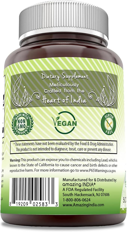 Amazing India Gymnema Supplement | 500 Mg Per Serving | 120 Veggie Capsules | Non-GMO | Gluten Free | Made in USA