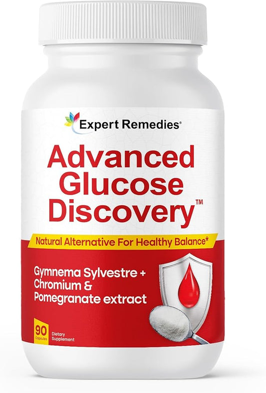 Advanced Glucose Discovery for Sugar Watchers, with Gymnema Sylvestre, Patented Pomegranate Supplement, Crominex 3+, for Glucose Metabolism Wellness - All Natural, Non-GMO - 90 Vegan Capsules