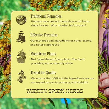 Wooden Spoon Herbs Tranquility Tonic | Organic Stress Relief & Sleep Aid Tincture | Unique Herbal Blend of Skullcap, Ashwagandha, Oat Tops, Holy Basil, Lavender | 2oz, 32 Servings