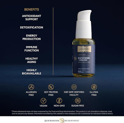 Quicksilver Scientific Liposomal Glutathione - Superior Absorption Oral Glutathione Supplement for Detox & Immune Support - Lemon Mint (1.7 fl oz)
