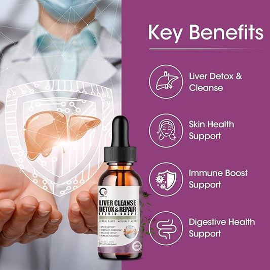 2 Pack Liver Cleanse Detox & Repair Liquid Drops with Milk Thistle, Artichoke Extract, Liver Supplement for Liver Cleanse & Detox, Antioxidant, Digestive Support,Vegan - 4 Fl Oz