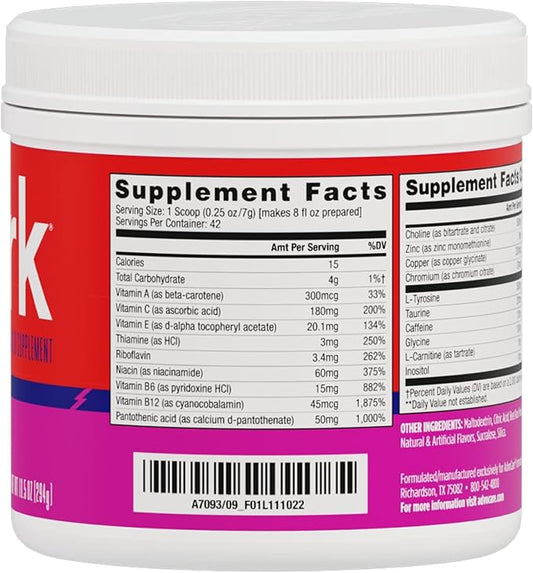 AdvoCare Spark Vitamin & Amino Acid Supplement - Focus & Energy Drink Powder Mix with Vitamin A, B-6, C & E - Also Includes L-Carnitine & L-Tyrosine - Fruit Punch - 10.5 oz