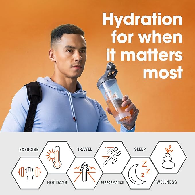 The Genius Brand Genius Hydrate - Electrolyte Supplement for Daily Hydration - Coconut Water - Sugar-Free - 8 Essential Minerals & Nutrients - Non-GMO - Sour Peach Rings - 20 Servings