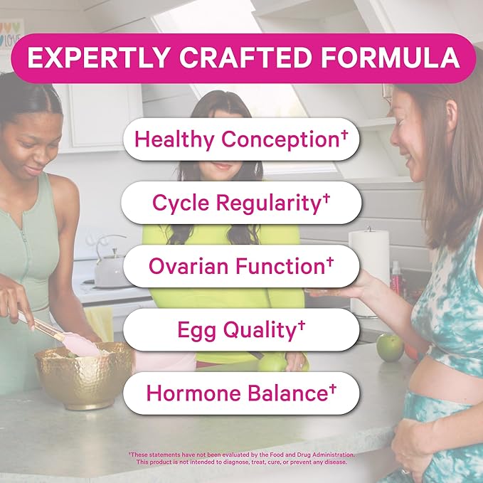 Pink Stork Fertility Supplements for Women - Prenatal Multivitamin with Ovulation, Conception, & Hormone Balance Support - 17 Vitamins & Inositol, Ashwagandha, & Vitex - 60 Capsules