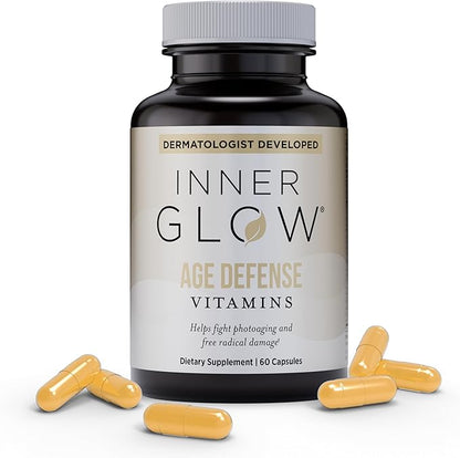 Age Defense Vitamins - Dermatologist and Plastic Surgeon Developed to Fight photoaging and Melasma, Polypodium Leucotomos Antioxidant Formula – Vegan, Gluten-Free – 60 Capsules