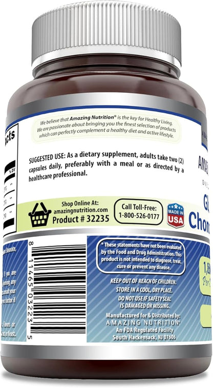 Amazing Formulas Glucosamine Chondroitin MSM 1850 mg Per Serving Capsules Supplement | Non-GMO | Gluten Free | Made in USA (60 Count)
