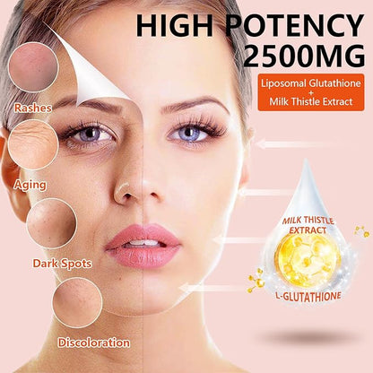 1 Pack 2500MG Liposome Glutathione Gummies, Composite L-Cysteine, L-Glycine Synergies, Collocation Milk Thistle Protect Liver, Increas 98% Absorption Rate, Whitening Skin Antioxidant Anti-Aging