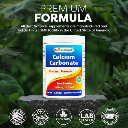 2 Pack - Best Naturals Calcium Carbonate Powder 1 Pound (Total 2 Pound) - Food Grade