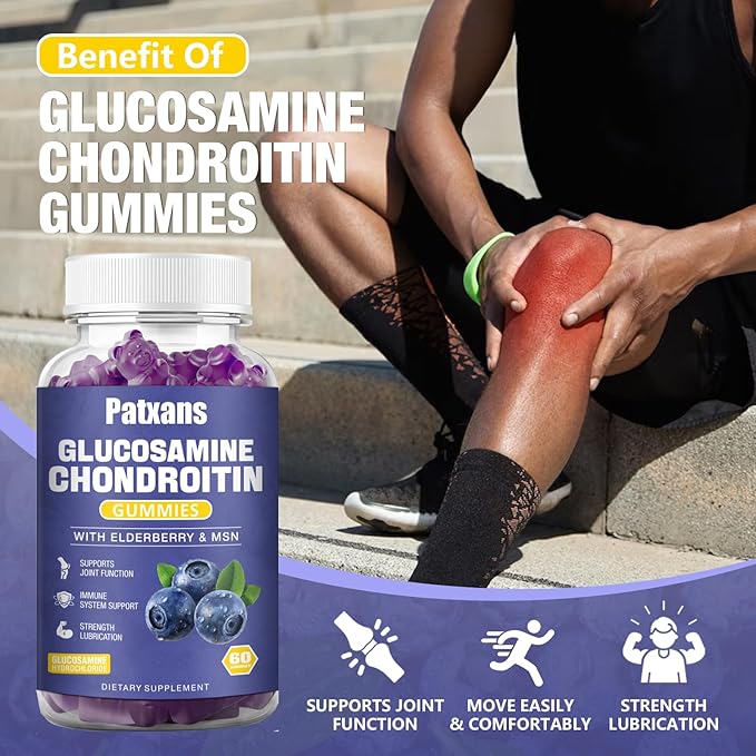 2 Packs 3000MG Glucosamine Chondroitin Gummies - Extra Strength Joint Health & MSM Elderberry Natural Joint Support Supplement, Flexibility, Antioxidant Immune Support for Adults, 120 Gummies.