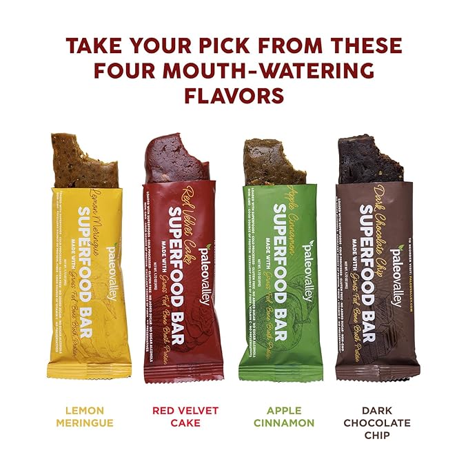 Paleovalley Superfood Bars – Red Velvet– 10 Pack – 9g Protein per Bar – Gluten-Free, Grain-Free, Paleo, Non-GMO – On-the-Go Snack