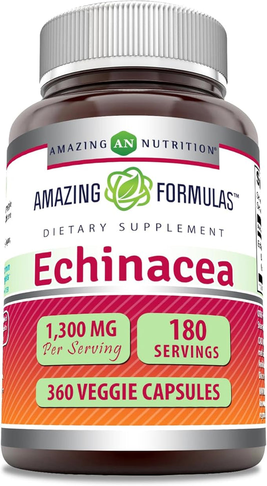 Amazing Formulas Echinacea | 1300 Mg Per Serving | 360 Veggie Capsules | Non-GMO | Gluten Free | Made in USA
