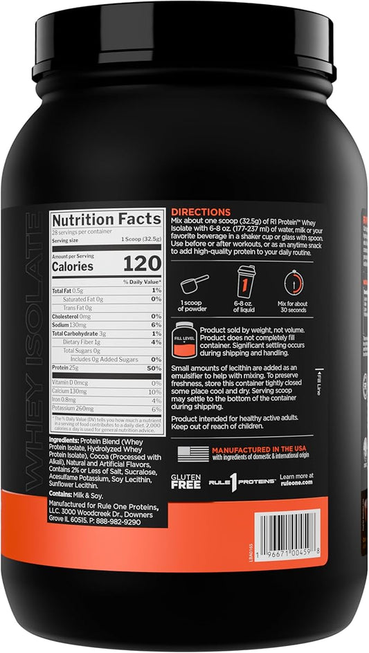 Rule 1 R1 Protein Whey Isolate - with 25g Protein & 6g BCAA Exclusively from Isolated & Hydrolyzed Sources for Workout Recovery (2 Pounds*, Chocolate Peanut Butter)
