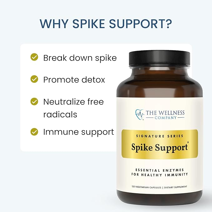 The Wellness Company Spike Support - Detox, Immune Health, Blood Flow, Anti-Clotting - Nattokinase, Dandelion Root, & Black Sativa | 60ct (1 Month Supply)