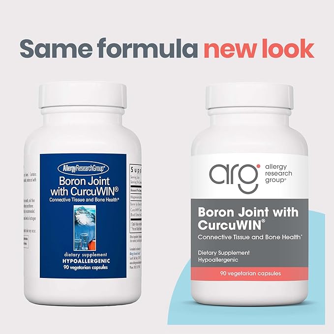 Allergy Research Group Boron Joint with CurcuWIN - Boron Complex for Men & Women, Bone & Joint Support, 6mg Supplement, Vegetarian Capsules - 90 Count