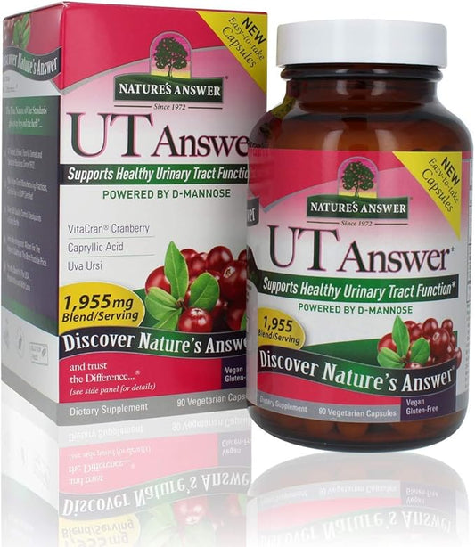 Nature's Answer UT Answer with D-Mannose 1955mg 90-Count | Urinary Tract & Bladder Support | Natural Detox | Gluten-Free, Vegan, Kosher | Single Count