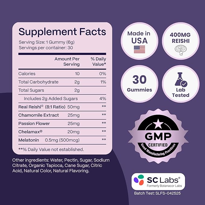 Slumber Rest & Renew Sleep Gummies, Vegan Sleep Aid With Organic Passion Flower, Chamomile, & Pure Reishi Mushroom to Support Relaxation Before Bed, Plant Based, Low Sugar, Strawberry Flavor, 30 Count
