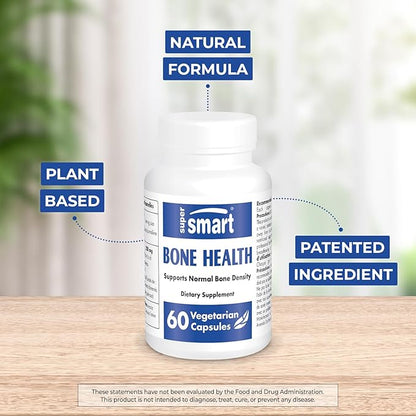 SuperSmart - Bone Health Supplement (100% Plant Based & Patented) - Strong Bones & Bone Density Supplement | Non-GMO & Gluten Free - 60 Vegetarian Capsules
