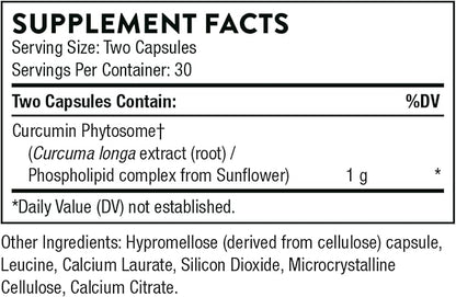 THORNE - Curcumin Phytosome 1000 mg (Meriva) - Clinically Studied, High Absorption - Supports Healthy Inflammatory Response in Joints, Muscles, GI Tract, Liver, and Brain* - 60 Capsules - 30 Servings