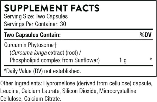THORNE - Curcumin Phytosome 1000 mg (Meriva) - Clinically Studied, High Absorption - Supports Healthy Inflammatory Response in Joints, Muscles, GI Tract, Liver, and Brain* - 60 Capsules - 30 Servings
