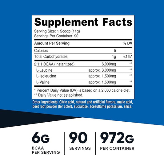 Nutricost BCAA Powder 2:1:1 (Raspberry Lemonade, 90 Servings)