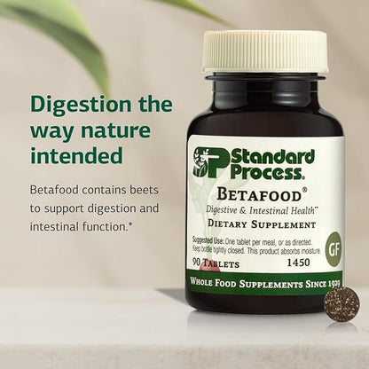 Standard Process Inc. Betafood - Digestive Health and Liver Support Supplement with Whole Food Blend of Oat Flour, Organic Beet Root, and Organic Beet Juice - 90 Tablets