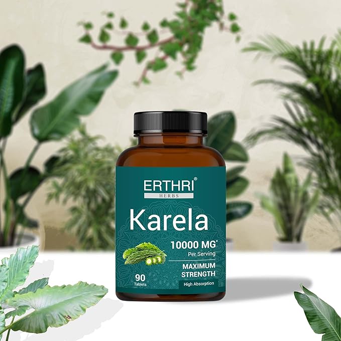 100% Natural Karela (Bitter Melon) Tablets 10000mg- 90 Count, Natural Bitter Gourd Supplement, Non-GMO, Vegan, No Added Preservatives or Artificial Ingredients- 90 Count (Pack of 1)