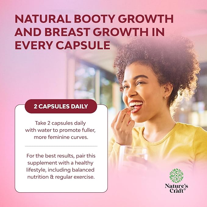 Natures Craft G-Curve Butt and Breast Enhancement Pills - Herbal Enhancer May Support Body Sculpting Curves with Saw Palmetto Extract Horny Goat Weed for Women *Results Vary 60 Count