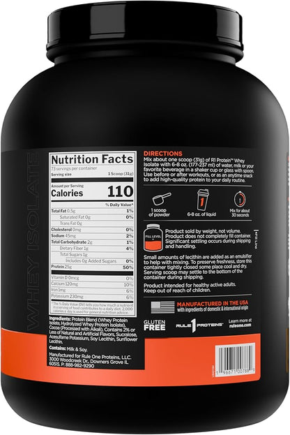 Rule 1 R1 Protein Whey Isolate - with 25g Protein & 6g BCAA Exclusively from Isolated & Hydrolyzed Sources for Workout Recovery (5 Pounds*, Café Mocha)