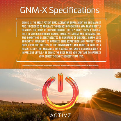 ACTIVZ GNM-X - Nrf2 Activator for Genetic Cellular Defense and Enhanced Well-Being - Supports Longevity and Epigenetic Health - 30 Capsules
