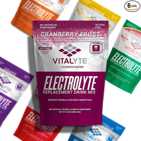 Vitalyte Electrolyte Powder Drink Mix, Isotonic Electrolyte Hydration Mix, Case Pack (6 Pack, Cranberry Frost)