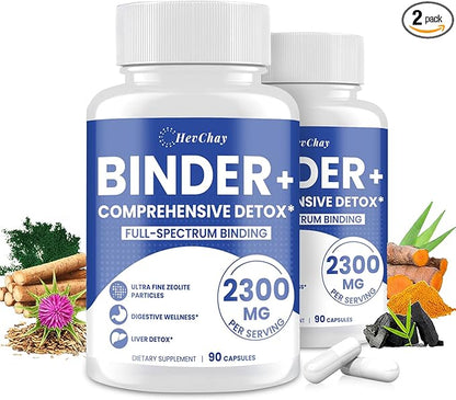 2300 MG Detox Binder Supplement – 17-in-1 Detox Binder, Activated Charcoal, Zeolite, Bentonite Clay – Liver & Gut Detox Cleanse, Toxin Flush, Digestive, Max Absorption, 180 Vegan Capsules