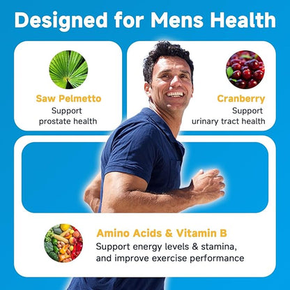 NATURE TARGET Probiotics for Men, 100 Billion CFUs Probiotics for Digestive Health with Enzymes & Prebiotics, 180 Veg Capsules, Mens Probiotic for Gut & Bloating, with Saw Palmetto for Prostate Health
