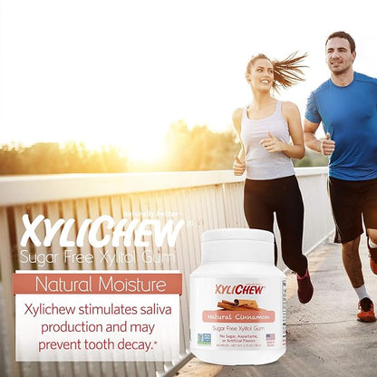 Xylichew 100% Xylitol Chewing Gum Jars - Non GMO, Gluten, Aspartame, and Sugar Free Gum - Natural Oral Care, Relieves Bad Breath and Dry Mouth - Cinnamon, 60 Count (Pack of 4)