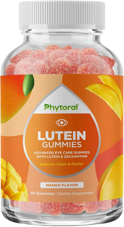 Phytoral Adults Lutein Gummies - Mango Flavored Potent Lutein and Zeaxanthin Supplements for Eye Health - Eye Vitamins for Blue Light Protection, Dryness, Strain Support & Visual Sharpness - 60 Count