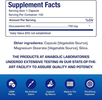 Vegan Glucosamine Joint Health Supplement - Soft Tissue Cartilage Tendon and Ligament Supplement for Enhanced Mobility Comfort & Flexibility - Non-GMO Shellfish Free & Made in The USA - 120 Servings