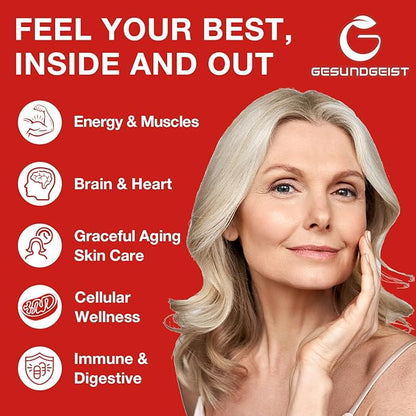 Urolithin A Supplement with CoQ10 & Resveratrol for Mitochondrial, Cellular Energy, Antioxidants & Anti-Aging – High Potency & Vegan & Gluten-Free – 120 Softgels