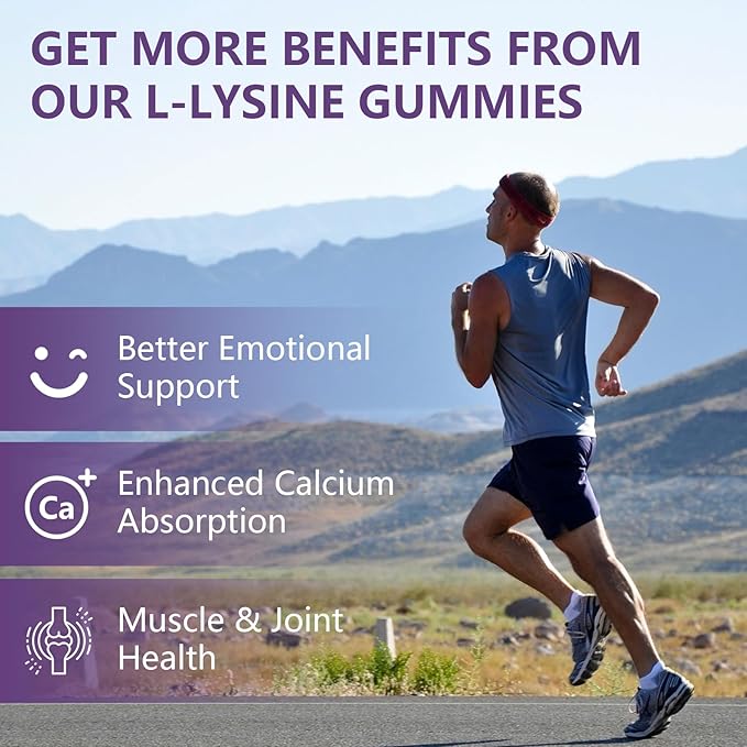 1 Pack 1200 MG L-Lysine Gummies for Immune Support & Collagen Boost - Chewable Lysine Supplement for Adults, Lip ＆ Cold Sore* Support for Women,Blueberry, Non-GMO, Gluten Free,60 Counts