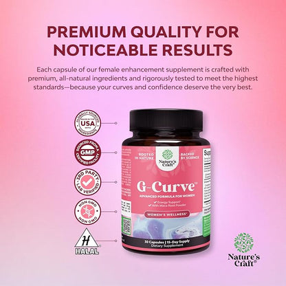 Natures Craft G Curve Horny Goat Weed for Women - Invigorating Feminine Blend with Maca Root Female and Tribulus Terrestris Enhanced Energy Mood Performance