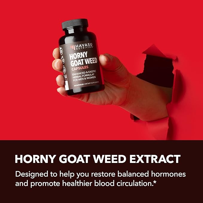 Unisex Horny Goat Weed Capsules for Men & Women - Extra Strength Performance & Energy Support with Tongkat Ali, Muira Puama, and Saw Palmetto - 10 Count - Herbal Supplement for Increased Endurance