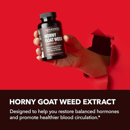 Unisex Horny Goat Weed Capsules for Men & Women - Extra Strength Performance & Energy Support with Tongkat Ali, Muira Puama, and Saw Palmetto - 10 Count - Herbal Supplement for Increased Endurance